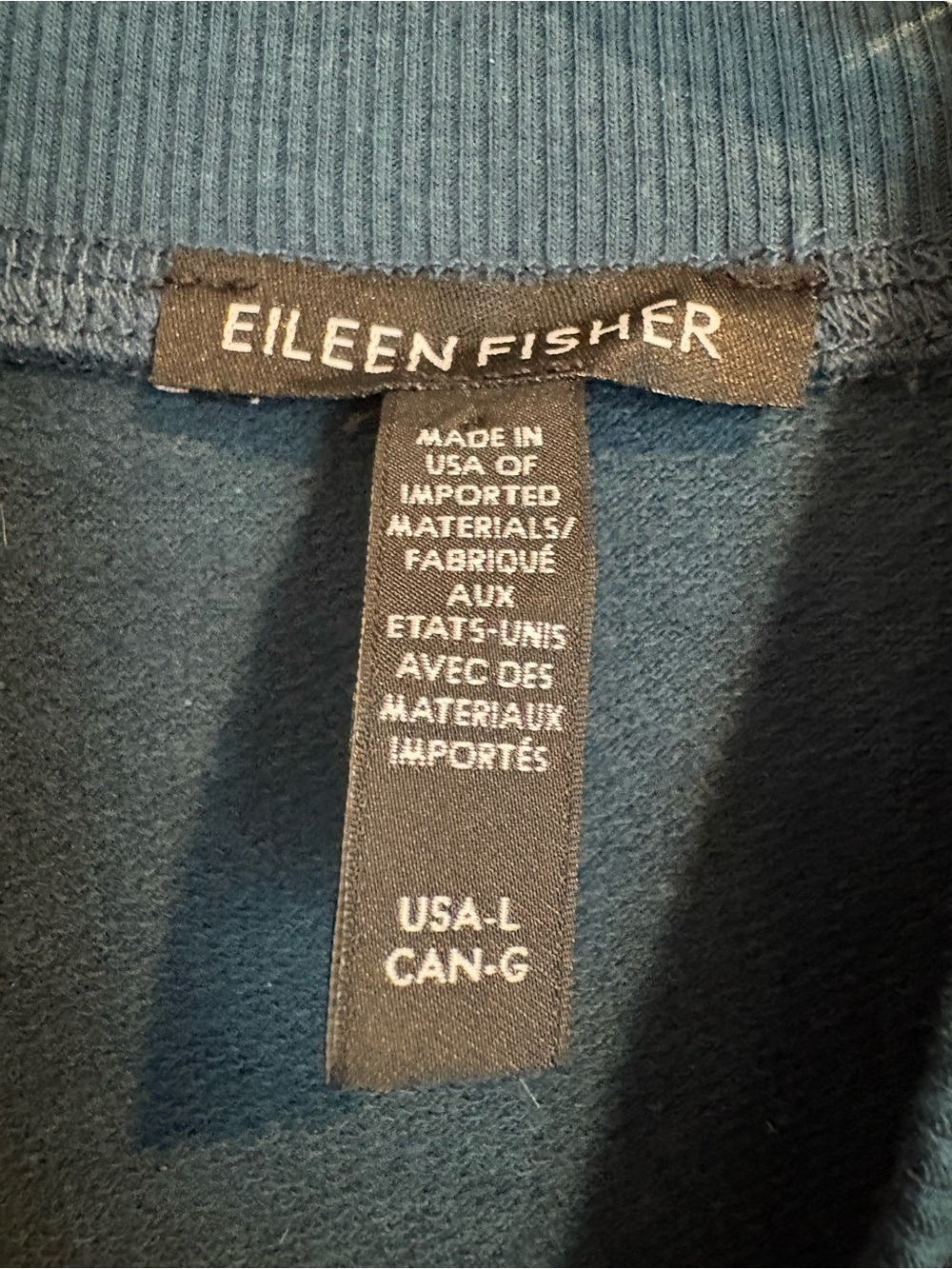 Eileen Fisher Women’s Long-Sleeve Mock Neck Shirt Tunic Top Teal Lightweight - Picture 3 of 8